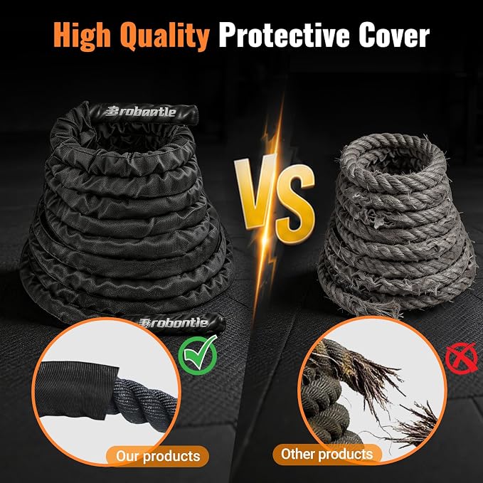 Battle Rope for Home Gym Workout,1.5 Inch 40ft Weighted Exercise Ropes for Working Out,Heavy Fitness Training Rope