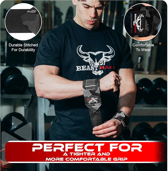 Wrist Wraps for Weightlifting - Adjustable Lifting Straps With Thumb Loop for Enhanced Gym Support, Powerlifting, Bodybuilding and Workout