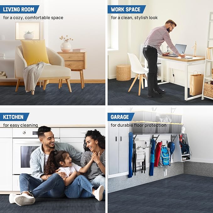 Yes4All EVA Interlocking Mats, Puzzle Floor Tiles, Foam Floor Padding with Border for Furniture, Home Space, Living Room, Garage