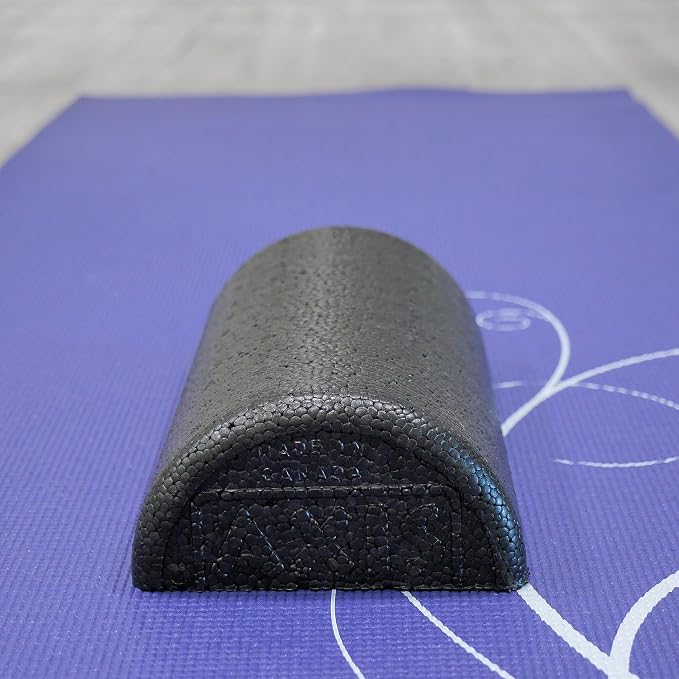 OPTP AXIS Firm Density Foam Roller – Half-Round, Black, 12" X 3" | High density firm foam roller for physical therapy, yoga, Pilates, fitness exercise & sports training, Heat-molded EPP foam