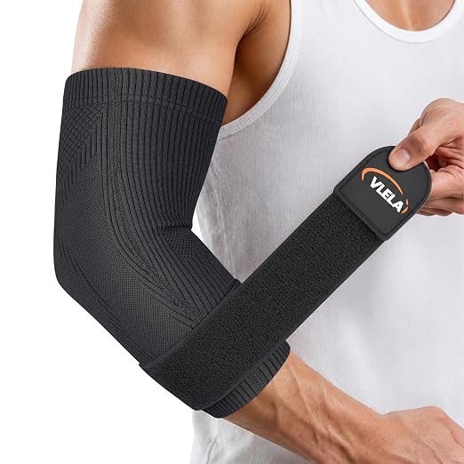 Elbow Compression Sleeve, Adjustable Strap, Targeted Support, Medium | Tennis Elbow Brace for Men & Women, Support for Tendonitis, Golfer's Elbow, Weightlifting, Gym Fitness & Sports Pain Relief