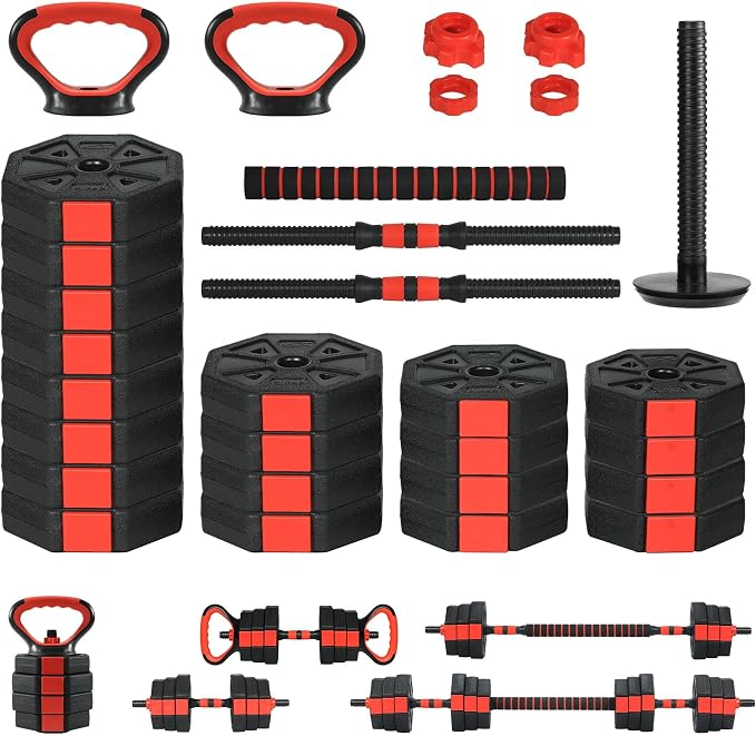 Adjustable Dumbbells, 44/66/88Lbs Free Weight Set with Connector, 4 In1 Weight Dumbbell Set Used As Kettlebells, Barbell, Push Up Stand, Fitness Exercise for Home Gym Suitable Men/Women