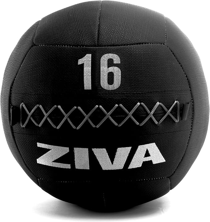 ZIVA ZVO Premium Soft Wall Ball - Elite Level, Commercial Grade Textured Synthetic Leather, Hard-Wearing Reinforced Stitching Weighted Medicine Slam for Strength Conditioning Workout - Avail 4-20lbs
