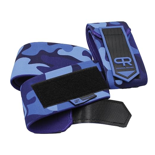 Elbow Wraps for Weightlifting - Heavy Duty Construction, 25% More Elasticity, Reinforced Stitching, Extra Wide Fastener, Easy to Adjust, (Blue Camo)