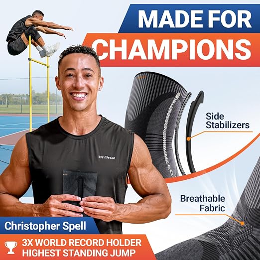 DR. BRACE ELITE Knee Brace with Size Stabilizer (2 Pack) Knee Brace for Women & Men, Workout, Sports, Daily Knee Compression Sleeve for Maximum Knee Pain Support & Fast Recovery