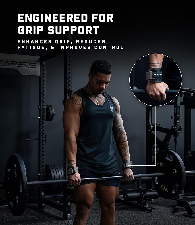 Gymreapers GripLink Lifting Straps – Heavy Duty D-Ring Weight Lifting Wrist Straps with Anti-Slip Silicone Grip Beads, Adjustable Support for Deadlifts, Powerlifting, Cable Machines & Gym Training