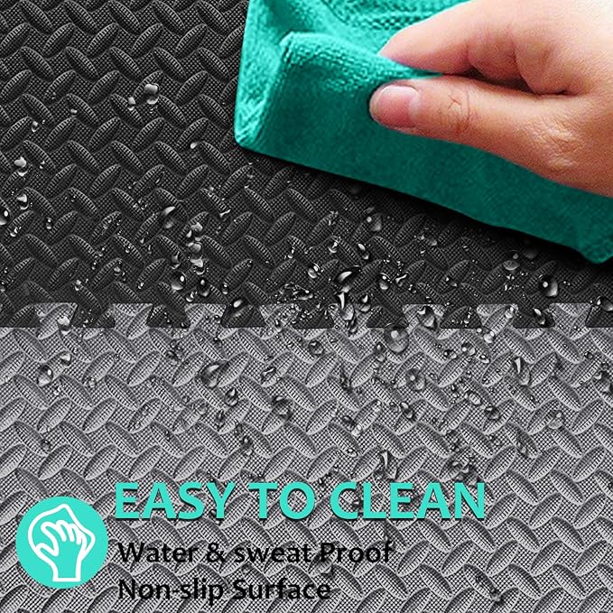 BEAUTYOVO Puzzle Exercise Mat with 12/24/48 Tiles Interlocking Foam Gym Mats, 24'' x 24'' EVA Foam Floor Tiles, Protective Flooring Mats for Gym Equipment