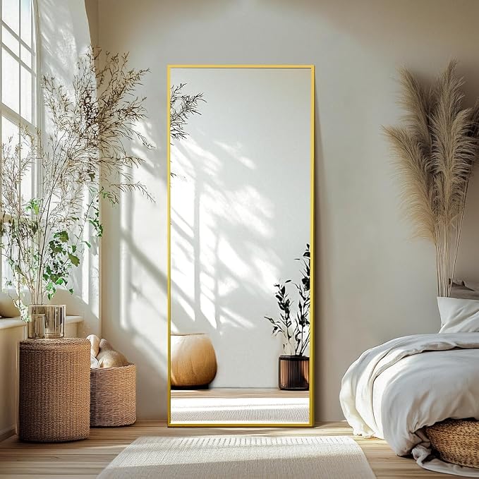 Gold Full Length Mirror XX-Large, 71x26 Standing Floor Mirror for Bedroom | Room Decor Accent for Outfit Checks with Big Mirror, Bedroom Accessories, Standing Mirror Wall and Home Decor Living Room
