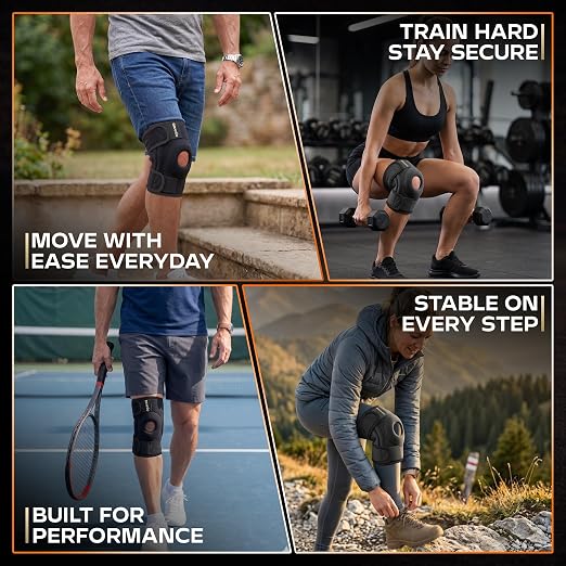 Knee Brace for Women & Men - Adjustable Patella Support & Side Stabilizers | Patella Gel Pad, Compression Support, Meniscus Support, ACL & MCL Support, Knee Pain Relief, Please Check Size Chart (M)