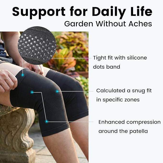 Knee Compression Sleeves, 1 Pair, Can Be Worn Under Pants, 20-30mmHg Strong Support Knee Brace for Unisex, Knee Support for Meniscus Tear, Arthritis, Pain Relief, Injury Recovery, Sports, Daily Wear