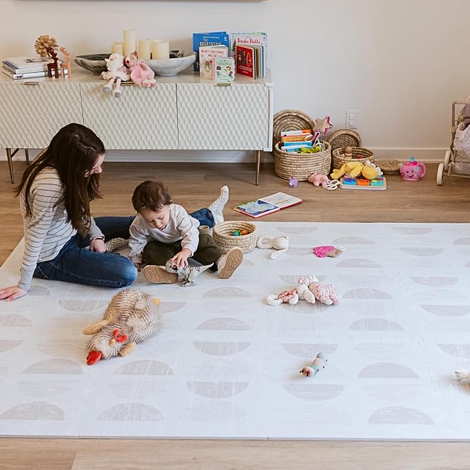 Little Landings Baby Play Mat for Floor - Aura Oat (6x6ft) - Premium EVA Foam Play Mat for Babies & Toddlers (Ages 0-5+) Non-Toxic Playmat for Tummy Time, Crawling & Playroom - Stylish & Comfortable