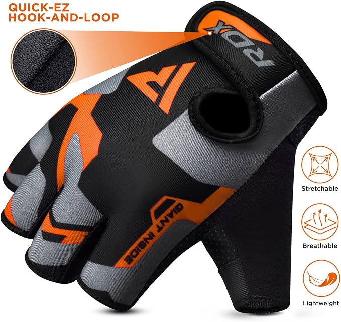 RDX Weight Lifting Gloves Women Fitness Workout, Anti Slip Padded Palm Grip Protection, Elasticated Breathable, Powerlifting Gym Bodybuilding Strength Training, Half Finger, Cycling Calisthenics