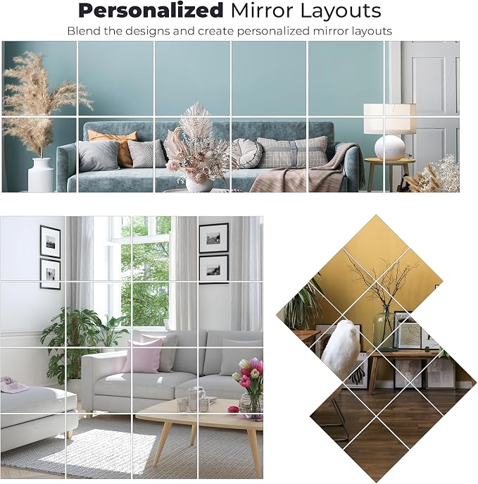 Full-Length Exercise Mirror Tiles -12x12 Pack of 12, Self-Adhesive Frameless Workout & Fitness Mirror for Home Gym & Wall – Fab Glass and Mirror