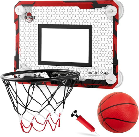 Indoor Mini Basketball Hoops with Powerful Suction Cups for Window and Wall | Wall Mounted Basketball Hoops, Basketball Backboard for Bedroom Office Dorm Room, Outdoor Toy Gifts for Kids and Adults