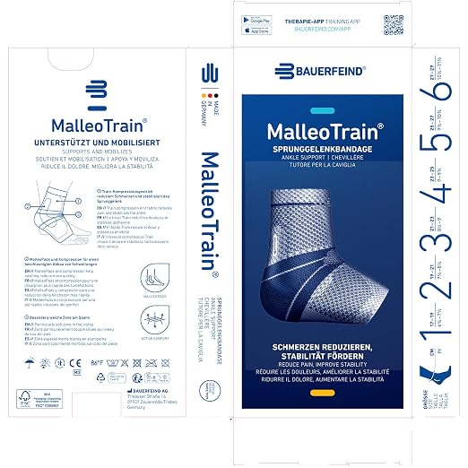 Bauerfeind - MalleoTrain - Ankle Support Brace - Helps Stabilize the Ankle Muscles and Joints For Injury Healing and Pain Relief - Left Foot - Size 3 - Color Titan
