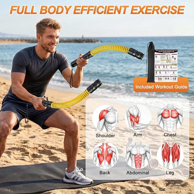 Ropeless Battle Ropes for Home Gym, Weighted Ropeless Battle Adjustable Resistance Levels Ropeless Battle for Strength Training and Full Body Exercise