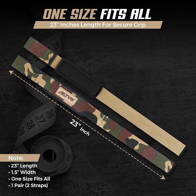 AKTV8 Lifting Straps for Deadlifts, 23 inch 4mm Padded Wrist Straps for Gym | Stronger Grip During Weight Lifting & Powerlifting, Heavy Duty Polyester-Cotton Gym Straps for Pull Ups, Rows & Heavier Lifts