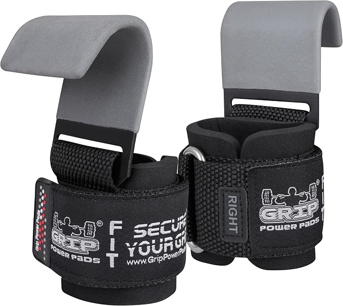 Weight Lifting Rod Hooks Heavy Duty Wrist Wraps Power Weight Lifting Training Gym Grips Straps Set of 2