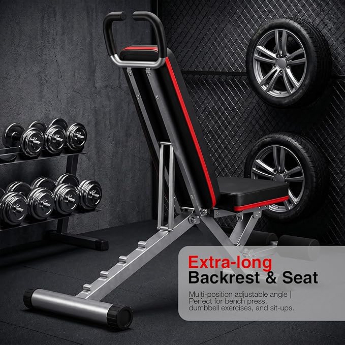 Adjustable Exercise Chair for Home Gym – Foldable Back Extension Bench for Core, Hip & Lower Back Workout – Multi-Functional Hyperextension Bench for Full-Body Exercise（with Illustrated Training Action Guide）