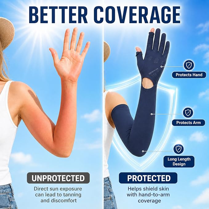 Women Driving Gloves, UV Protection Sun Gloves, Touchscreen Full Finger | UPF 50+ fabric blocks 99% UV rays, protecting hands during driving, cycling, fishing, hiking and outdoor activities