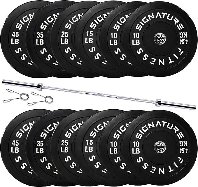 Fitvids 2-Inch Olympic Rubber Weight Plates Sets, Bumper Plates Set with Barbell for Strength Training, 180-390 Lbs Multiple Options