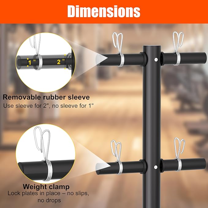TRUSOON Movable Weight Plate Rack, Heavy Duty Olympic Plate Rack for 1 or 2-Inch Plates with 2 Barbell Holders, Bumper Plate Storage with Locking Wheels for Garage, Home Gym