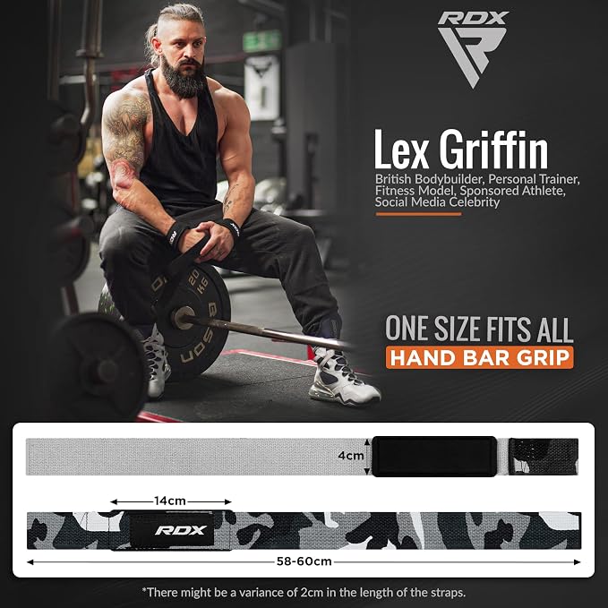 RDX Lifting Straps for Weightlifting –100% Cotton Heavy Duty Gym Wrist Strap with 5MM Neoprene Padding, 60CM Anti-Slip Hand Grip Wraps for Deadlifts Powerlifting Workouts Strength Training, Men Women