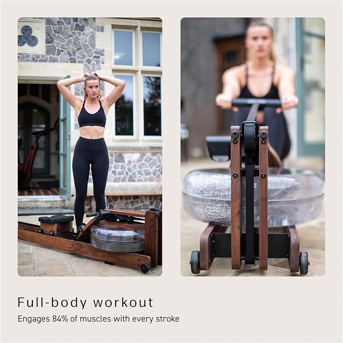 WaterRower Walnut Rowing Machine with S4 BLE Monitor | USA Made Water Rower | Original Handcrafted Erg Machine for Home Use & Gym | Best Warranty