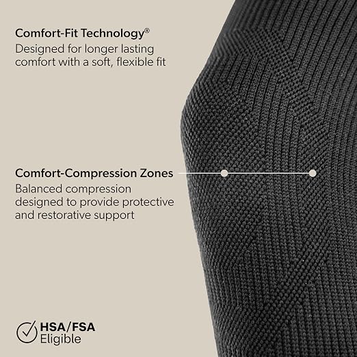 BraceAbility Knee Compression Sleeve for Women and Men - ComfortEase Knee Pain Brace Support for Arthritis, Swelling, Joint Stiffness, Recovery, All-Day Comfort and Relief (M - Black)