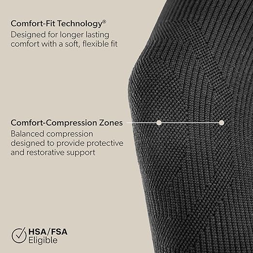 BraceAbility Knee Compression Sleeve for Women and Men - ComfortEase Knee Pain Brace Support for Arthritis, Swelling, Joint Stiffness, Recovery, All-Day Comfort and Relief (M - Black/Gray)
