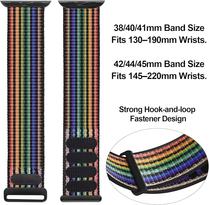 Sport Loop Nylon Band Compatible with Apple Watch Band 38mm 40mm 41mm 42mm 44mm 45mm 49mm Ultra iWatch Series 8 7 6 SE 5 4 3 2 1 Strap, Fit for iPhone Watch Band Women Men Stretchy Elastic | Nylon Sport Loop Wristband Compatible with Apple Watch Ultra ...