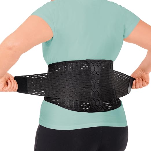 BraceAbility Plus Size Lumbar Brace for Men and Women - Lower Back Support Belt for Lifting, Work, Standing All Day - Breathable Mesh, Adjustable, Flexible Comfort Fit for Everyday Wear (XXL Black)