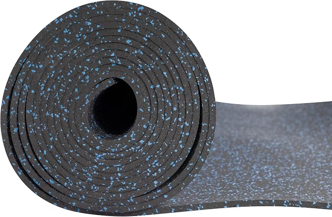 Genaflex Rubber Gym Floor Mat, Heavy Duty Commercial Protective Gym Flooring Roll - 8mm Thick (10% Blue, 4' X 15')
