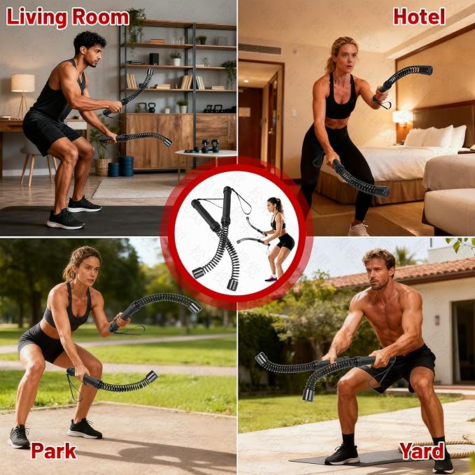 Cordless Battle Ropes (2-Pack) Portable Workout Ropes for HIIT Workouts,Cardio & Muscle Training,Low-Impact Cardio Training,Home Gym Equipment for Men & Women(1.9LB x 2) (1.8LB*2)