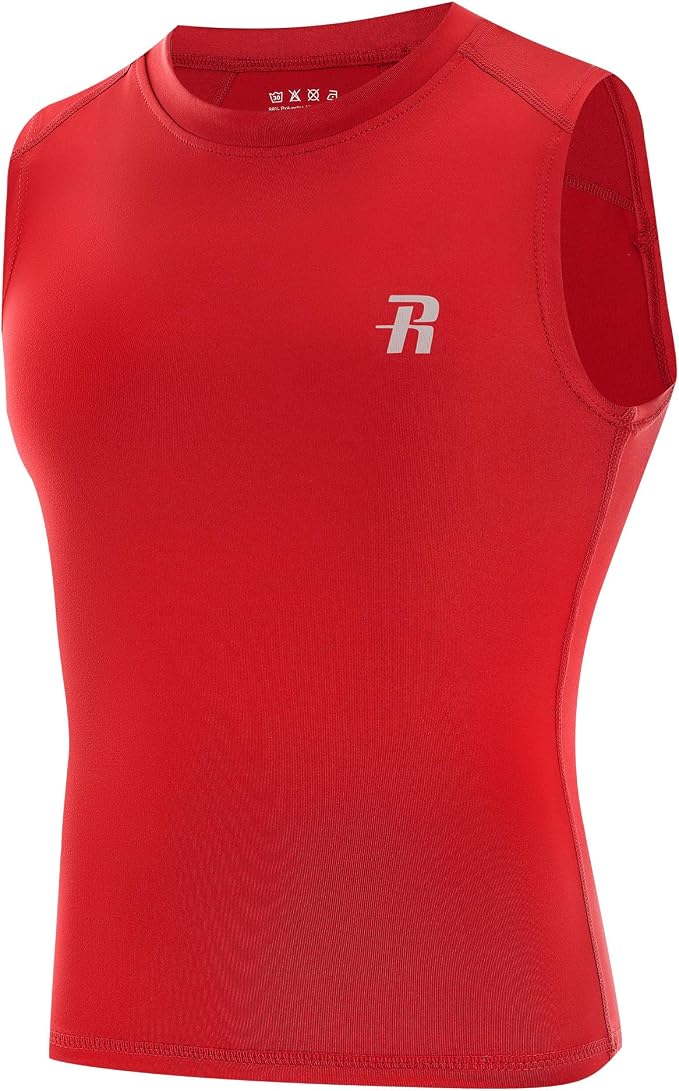 Runhit Boys Sleeveless Compression Shirt Kids Athletic Tank Tops Youth Quick Dry Undershirt for Football Basketball