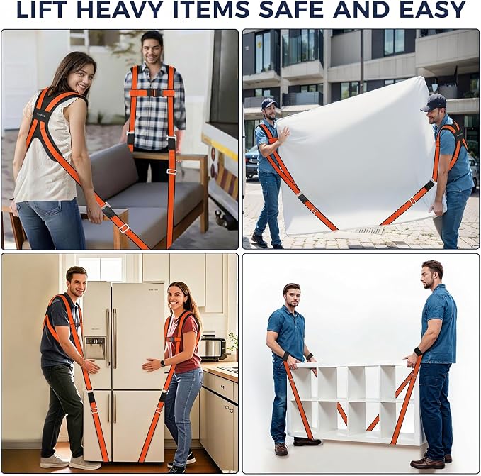 Ytonet Moving Straps for Lifting, 2-Person System Furniture Moving Straps | Furniture Shoulder Lifting Straps with Padded Back Support for Moving Appliance, Move Heavy Objects Up to 800lbs, 135 Inches