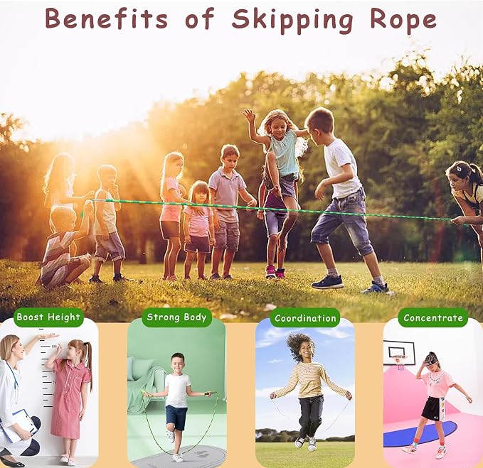 Jump Rope for Kids Girls and Boys, Soft Beaded Jump Ropes, Adjustable Skipping Rope, Tangle-Free Segmented Rope for Kid and Women Men Adults Exercise, Keeping Fit, Training - 9.2Ft