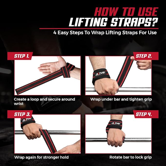 AKTV8 Lifting Straps for Deadlifts, 23 inch 4mm Padded Wrist Straps for Gym | Stronger Grip During Weight Lifting & Powerlifting, Heavy Duty Polyester-Cotton Gym Straps for Pull Ups, Rows & Heavier Lifts
