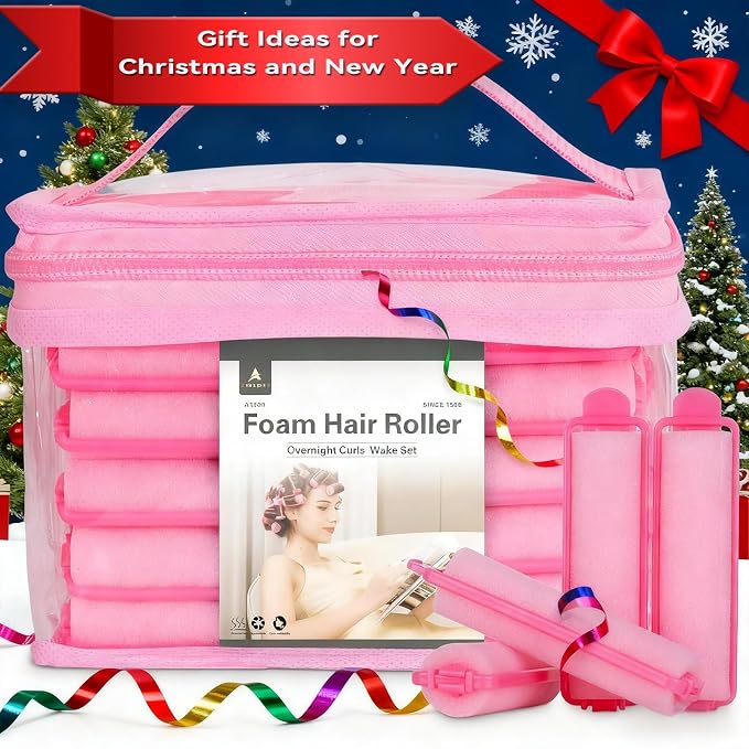 60 Pieces Foam Sponge Hair Rollers - Soft Sleeping Hair Curlers for Hair Styling (0.59inch, Pink)