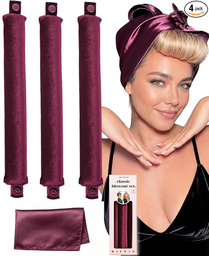 Classic Heatless Curls Overnight Rods No Heat Hair Curlers to Sleep Jumbo Foam Large Hair Rollers for Medium Long Hair Blowout Look, Heatless Flexible Curling Rod Set with Satin Wrap for Sleeping