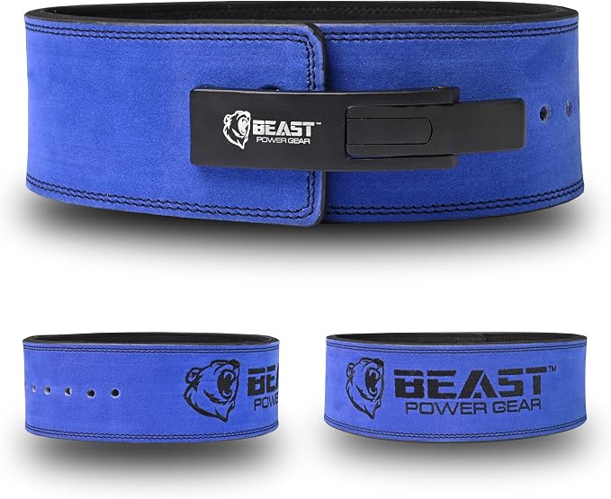 Beast Power Gear Weight Lifting Belt Lever Buckle 10MM 13MM Thick & 4 Inches Free Strap Weightlifting, Powerlifting, Deadlifts, Squats Men Women