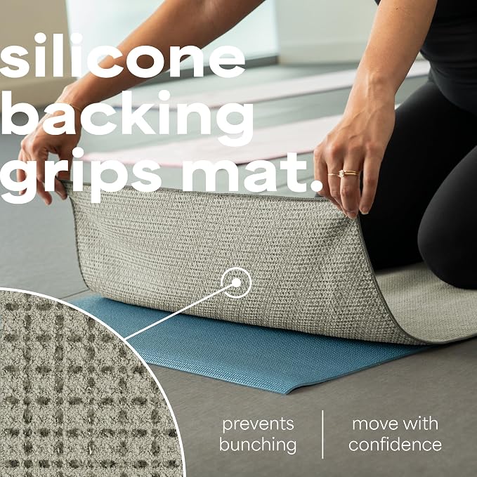 S&T INC. Aura Microfiber Yoga Mat Towel with Grip, 2 Pack, 24" x 72", Grey | Silicone Grip Backing, Soft and Absorbent, Quick-Dry for Gym, Pilates, and Hot Yoga, Compact for Gym Bag, Machine Washable