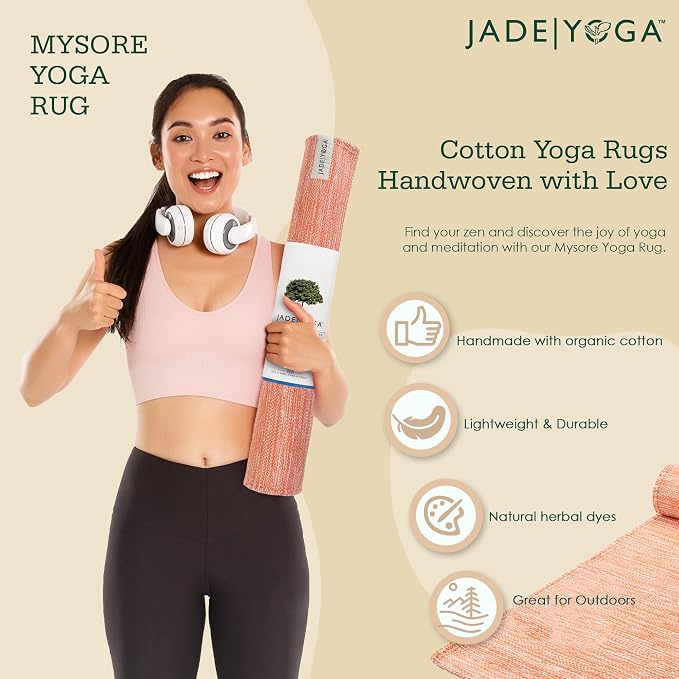 Jade Yoga Organic Cotton Hand Loomed Yoga Mat 72" Indigo