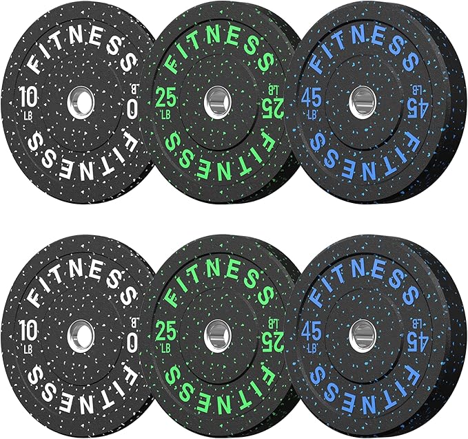 HANDBODE 2-Inch High-Bounce Bumper Plates, Olympic Weight Set, 10-650 lb | Barbell Weight Plates Set for Home Gym, Colored Weights Rubber Strength Training Plate for Weight Lifting