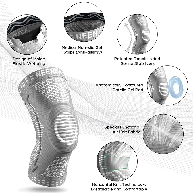 NEENCA Professional Knee Brace, Medical Knee Support for Women & Men Relief | Patented Patella Gel Pad & Side Stabilizers, Compression Sleeve for Knee Pain, Swelling, ACL, PCL, Arthritis, Sports, Workout