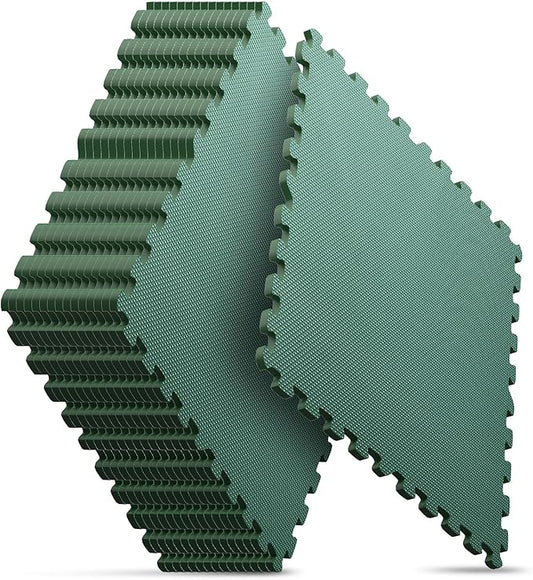16 Pack 64 sqft Home Gym Mat, Puzzle Exercise Mat, EVA Interlocking Foam Floor Tiles for Home Workout Equipment and Kids' Play Areas - Blue, 24 in x 24 in x ½ in - (Green, 16 Pack(64 SQ FT))