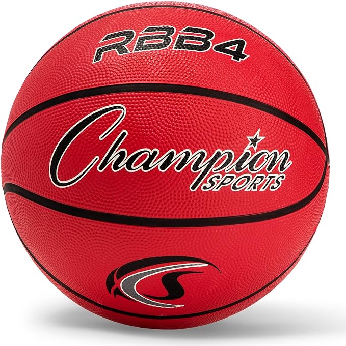 Champion Sports Rubber Basketballs – Durable Indoor & Outdoor Training & Recreational Game Balls, Multiple Sizes & Colors