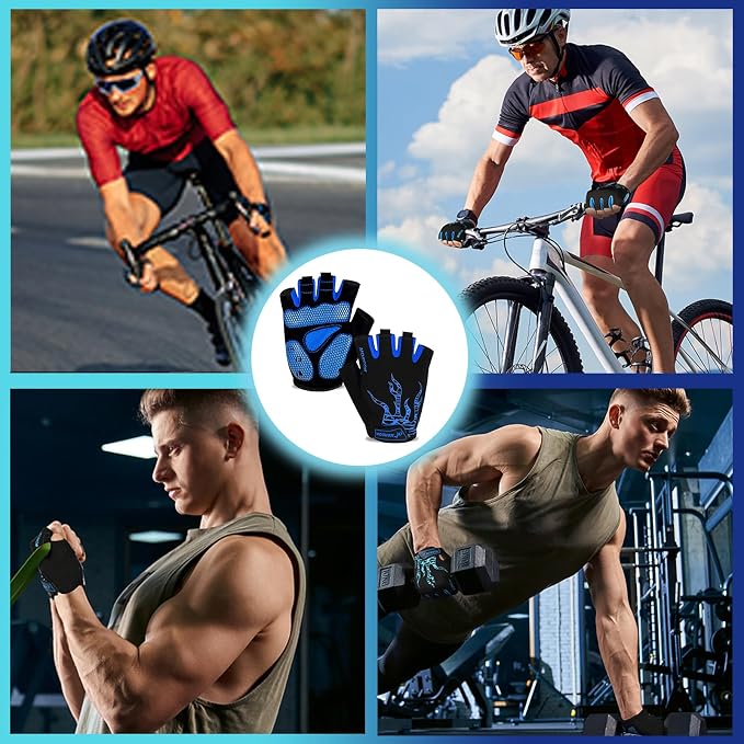 Cycling Gloves Bike Bicycle Gloves, Half Finger 5MM Gel Anti-Slip | Biking Gloves for Men Women Gym workout exercise Motorcycle Hiking Rowing Outdoor Sports