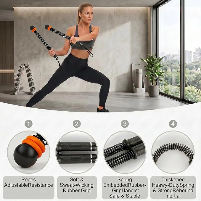 2 PCS Weighted Cordless Battle Ropes for Home Gym | Adjustable Portable Battle Ropes with Storage Bag, Exercise Equipment for Strength Training Men& Women,Black
