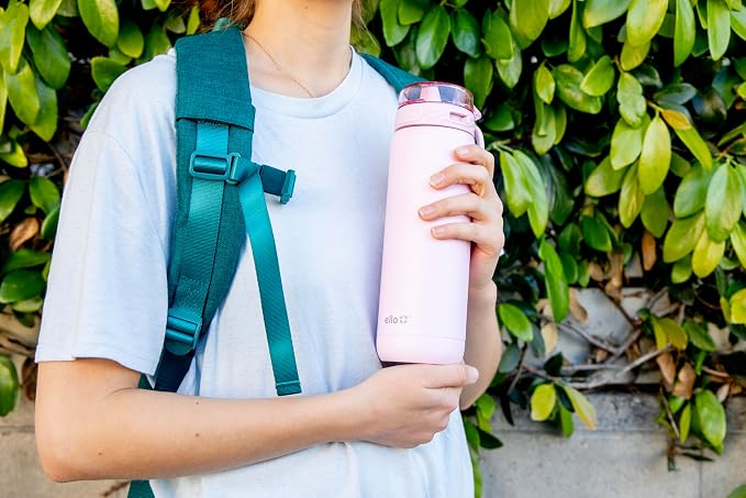 Ello Cooper 18oz Insulated Stainless Kids Water Bottle with Straw, Cashmere Pink